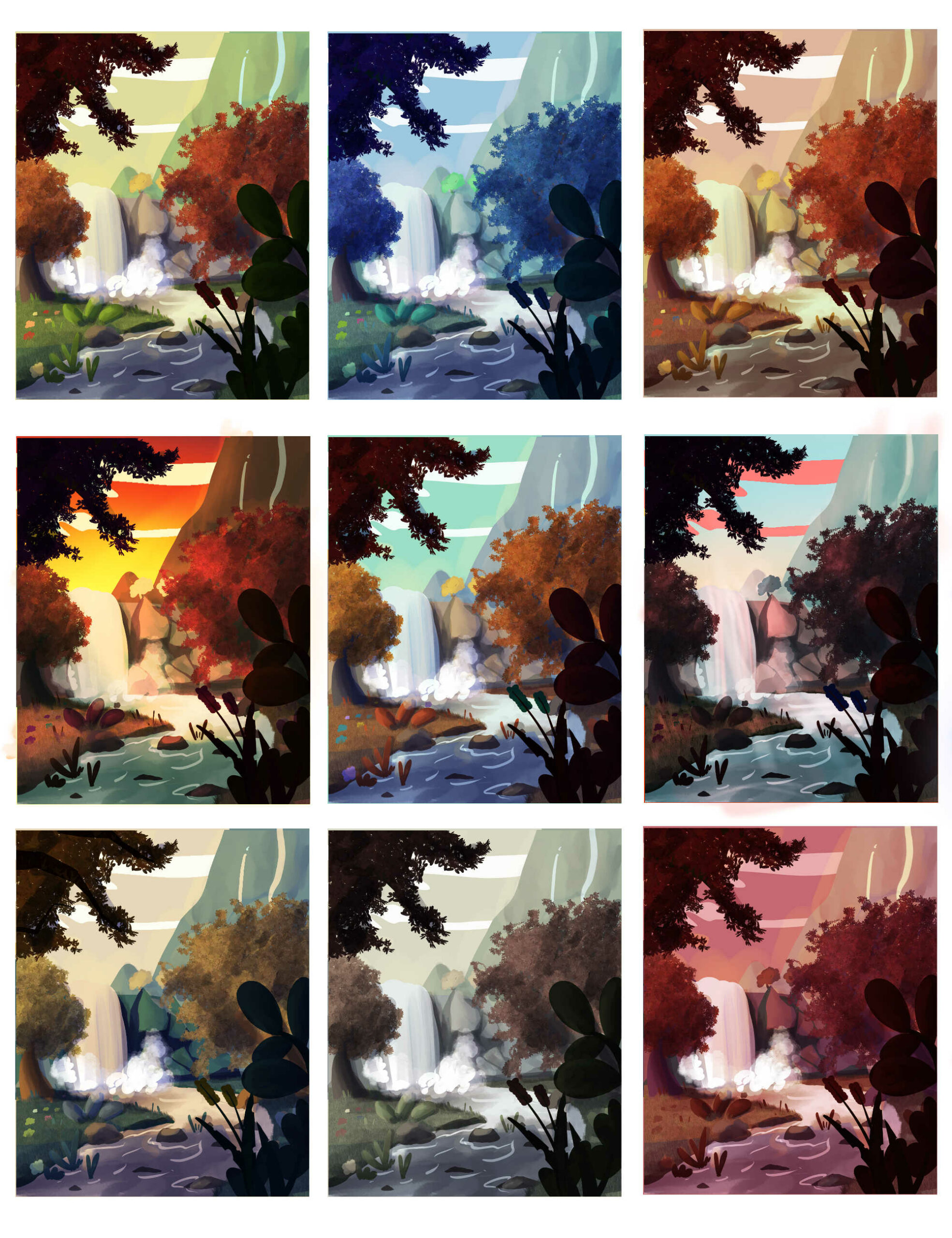 Waterfall : Color researches